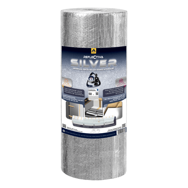 Reflectiva SILVER — folie și membrană termoizolantă reflectivă, barieră de vapori, izolație mansardă și pereți, 40 m² - Isoflect Insulation