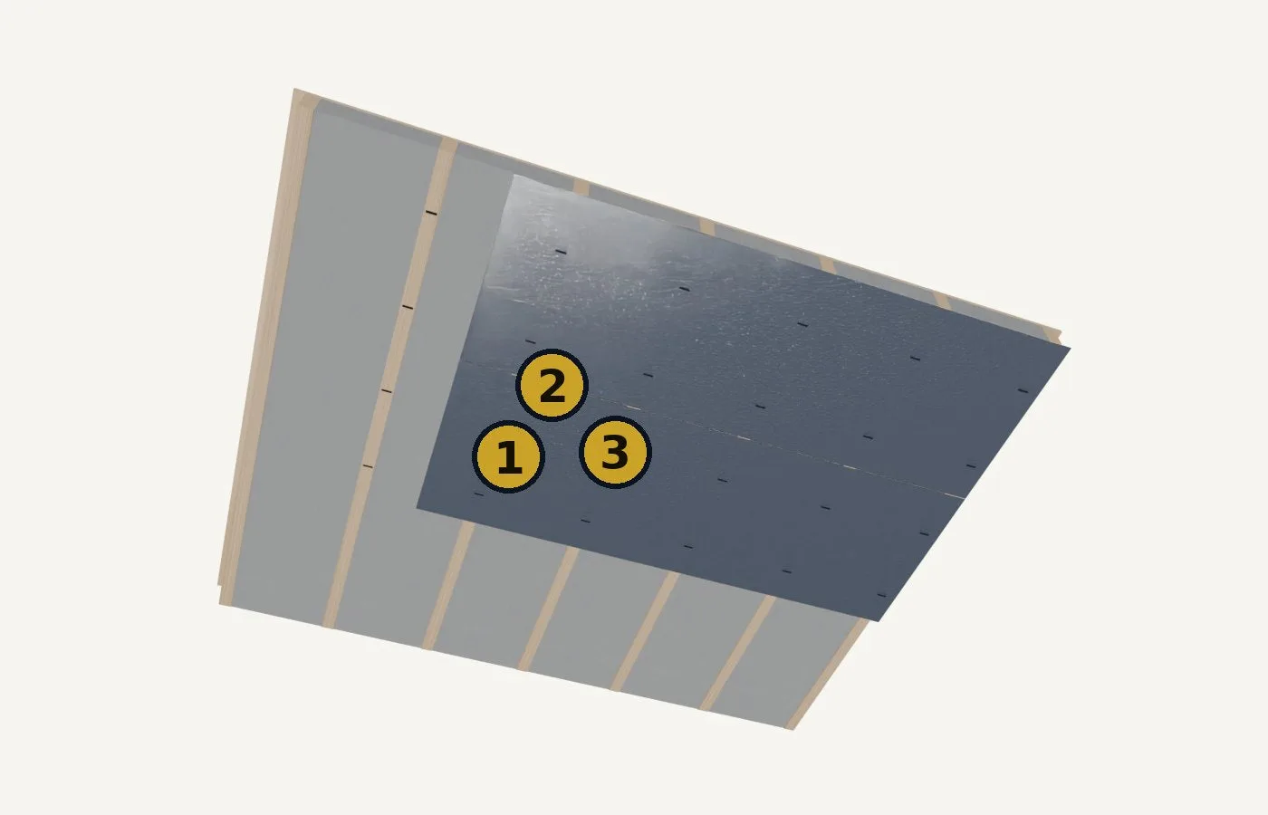 Montage, Schritt 2: Reflectiva Gold unter den Sparren